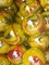 Lot of 10 TROPICANA Yellow/Red Glass Marbles 25mm (1 inch) shooter
